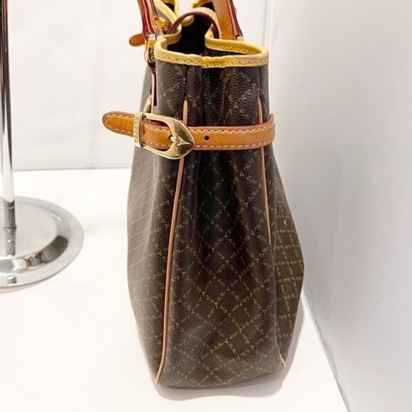 La Tour Eiffel Paris Should Bag Purse Tote Monogram Brown Tan - Picture 10 of 10